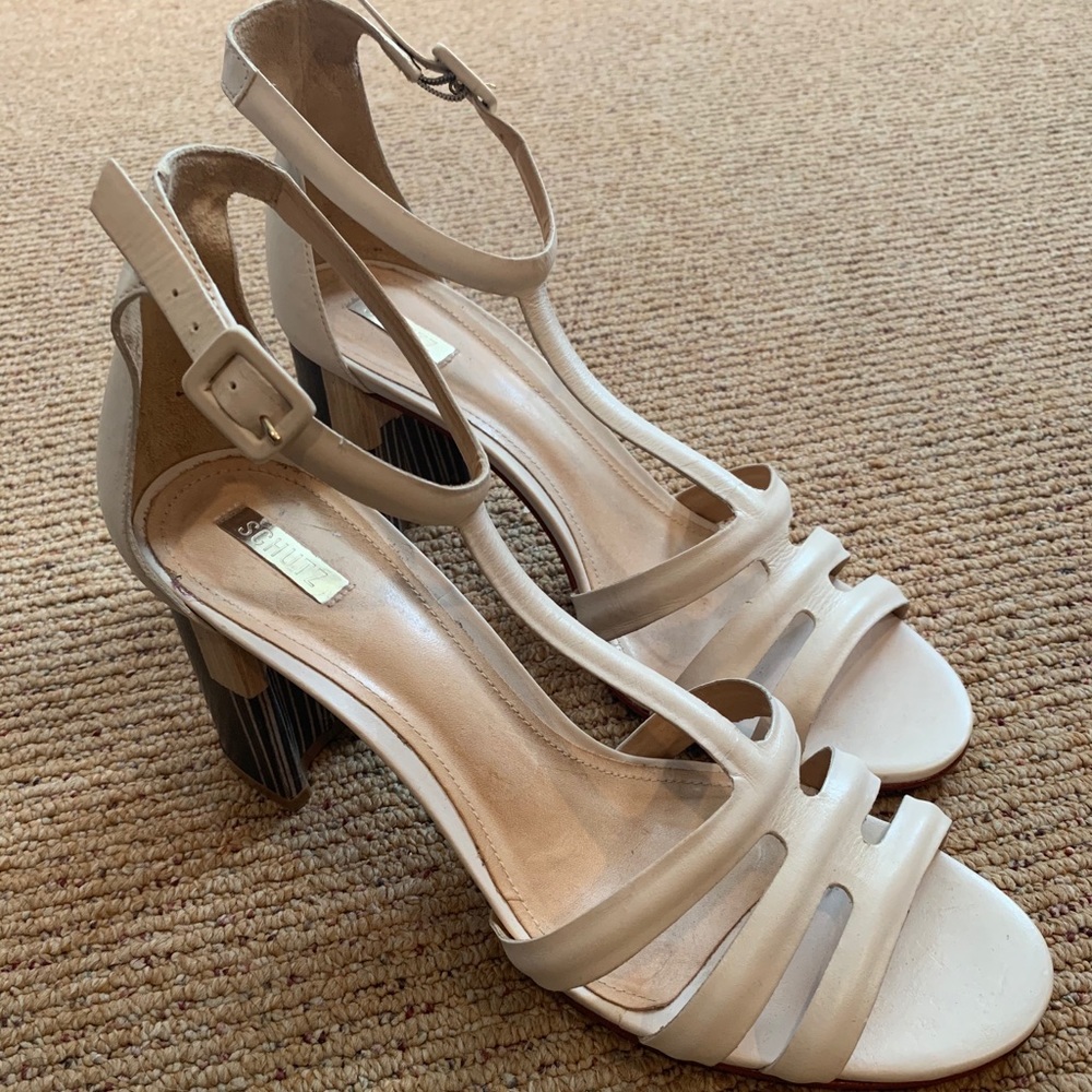 Schutz Wooden Heel Sandals